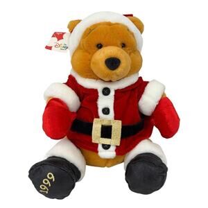 Disney Store Pooh Bear Plush Santa Claus Suit Hat 13 Inch Exclusive 1999 Vintage